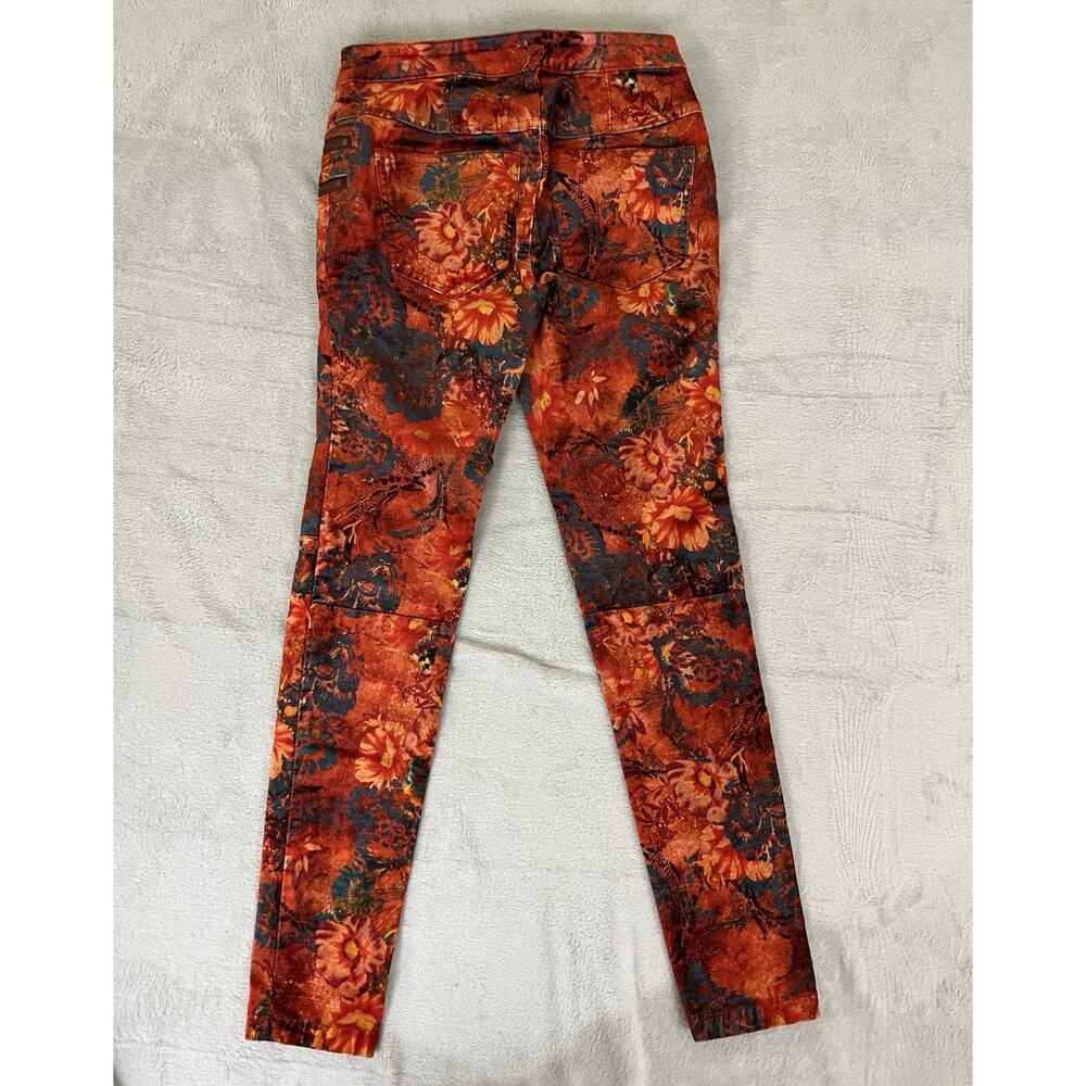 Free People Velvet Skinny Sz 2 Floral Print Jeans Zip Pockets Anthropologie - Picture 2 of 12